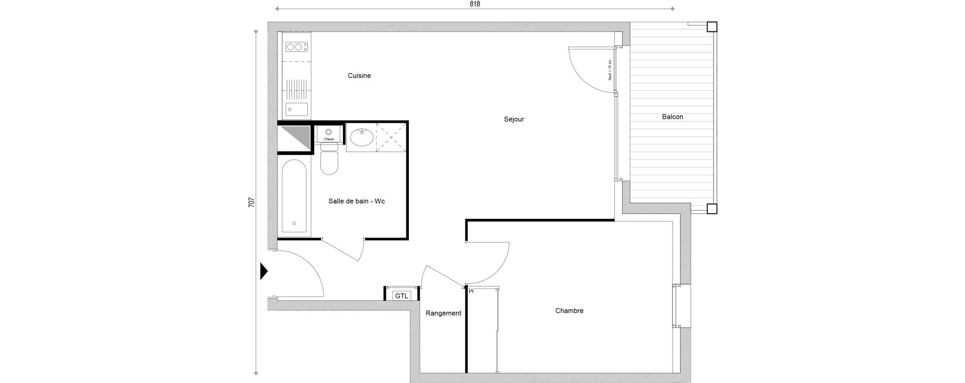 Appartement T2 de 46,95 m2 &agrave; Thyez Centre