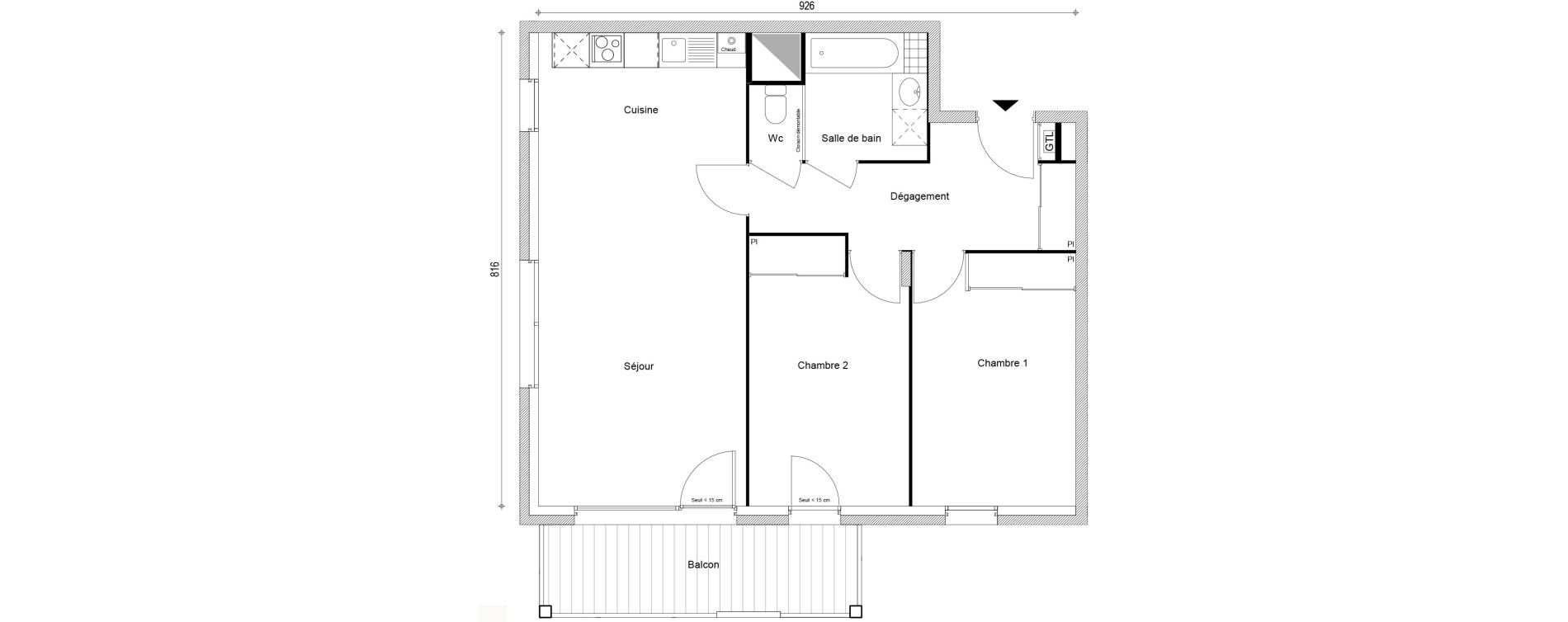 Appartement T3 de 68,96 m2 &agrave; Thyez Centre