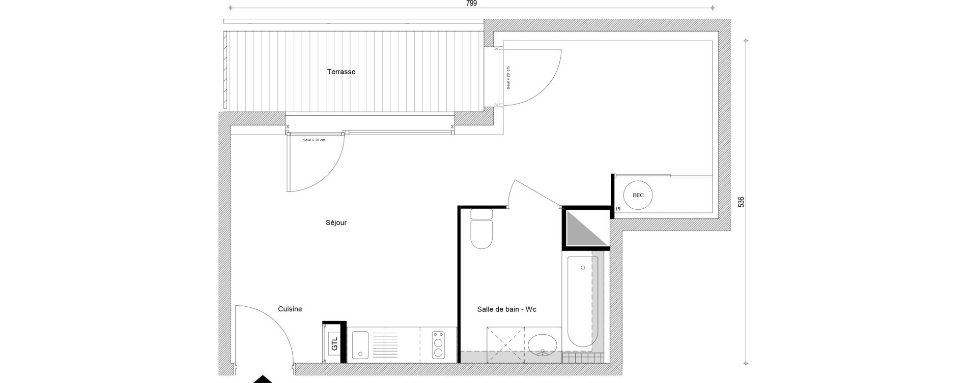 Appartement T1 bis de 30,21 m2 &agrave; Thyez Centre
