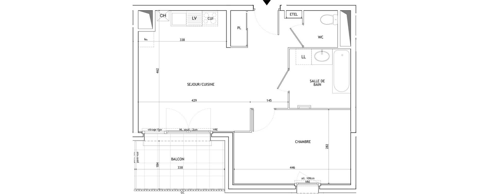 Appartement T2 de 44,27 m2 &agrave; Valleiry Centre