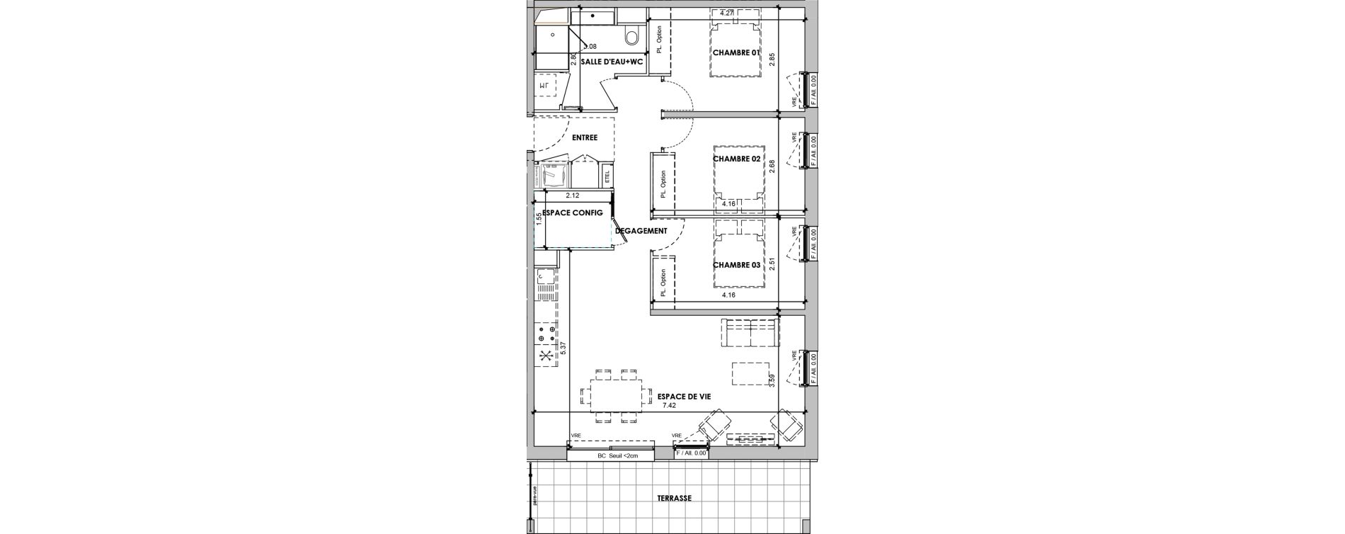 Appartement T4 de 84,80 m2 &agrave; Verchaix Centre