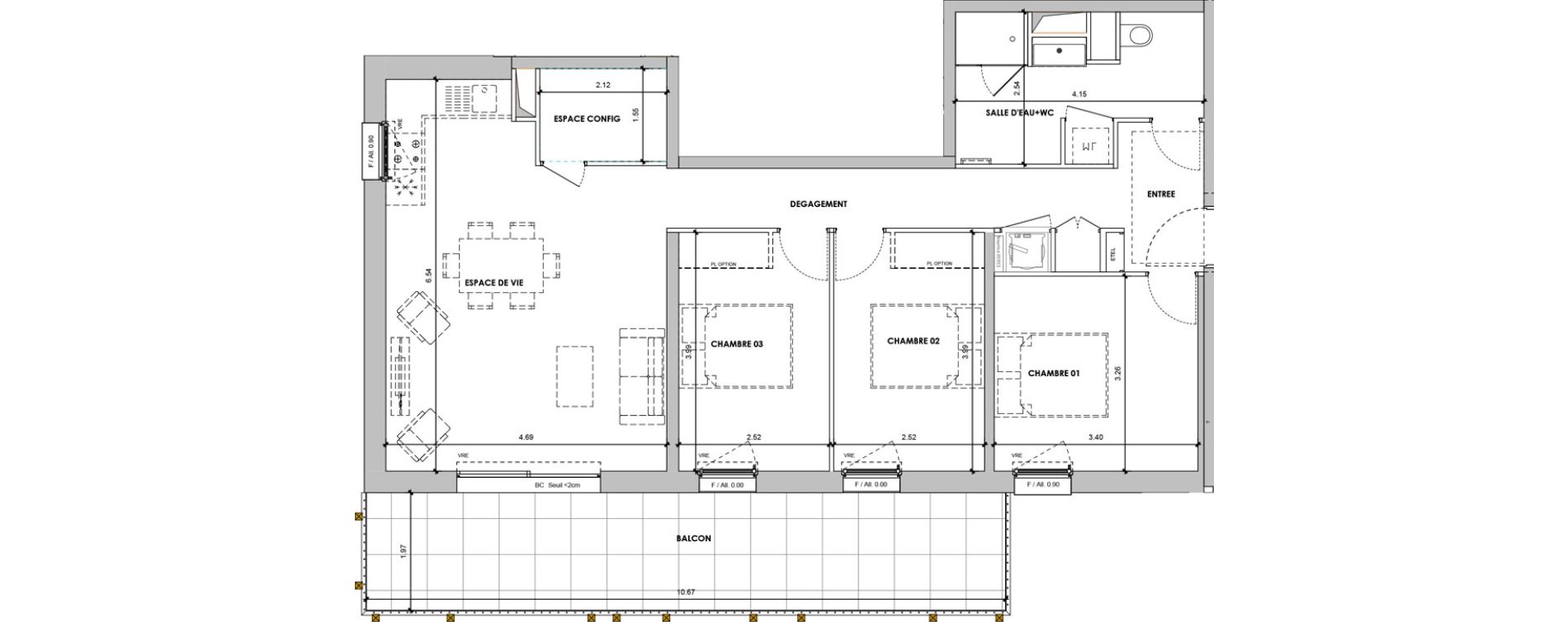 Appartement T4 de 82,68 m2 &agrave; Verchaix Centre