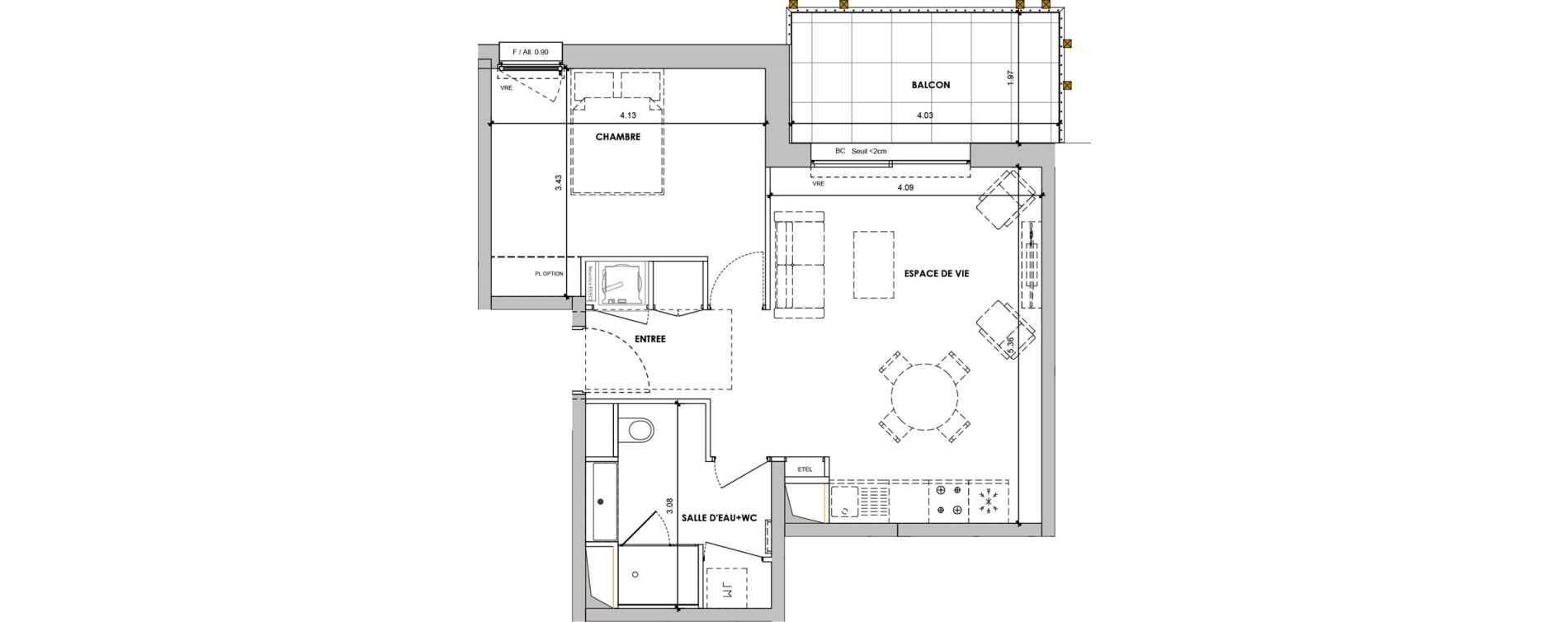 Appartement T2 de 47,03 m2 &agrave; Verchaix Centre