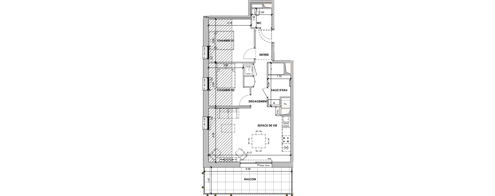 Appartement T3 de 60,27 m2 &agrave; Verchaix Centre