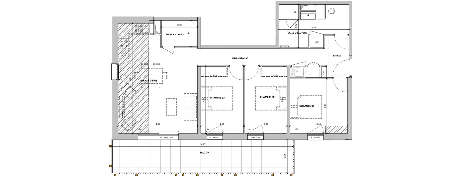 Appartement T4 de 82,37 m2 &agrave; Verchaix Centre