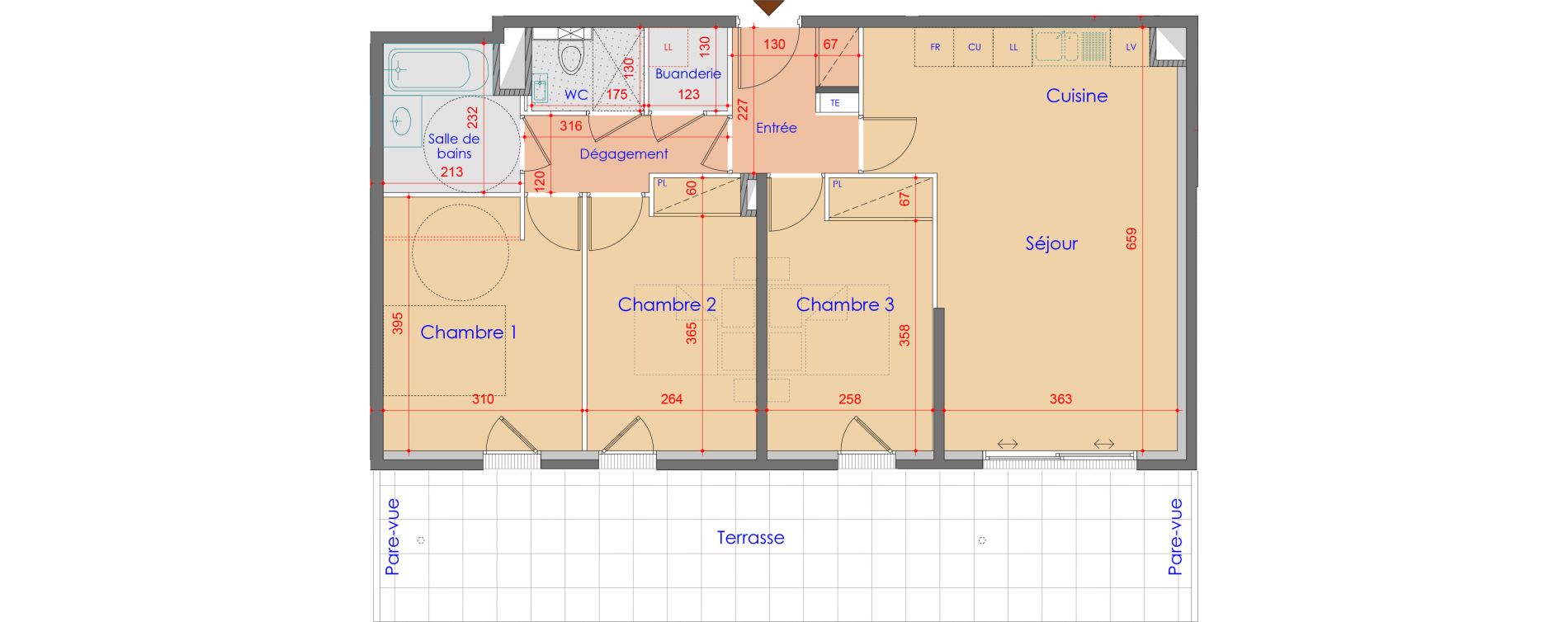 Appartement T4 de 76,52 m2 &agrave; V&eacute;traz-Monthoux Centre