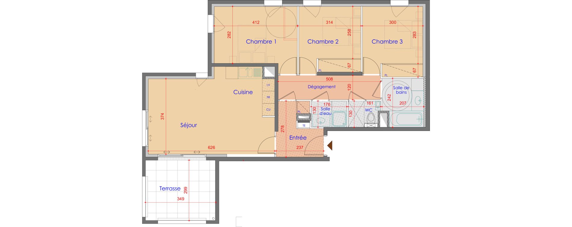 Appartement T4 de 77,56 m2 &agrave; V&eacute;traz-Monthoux Centre