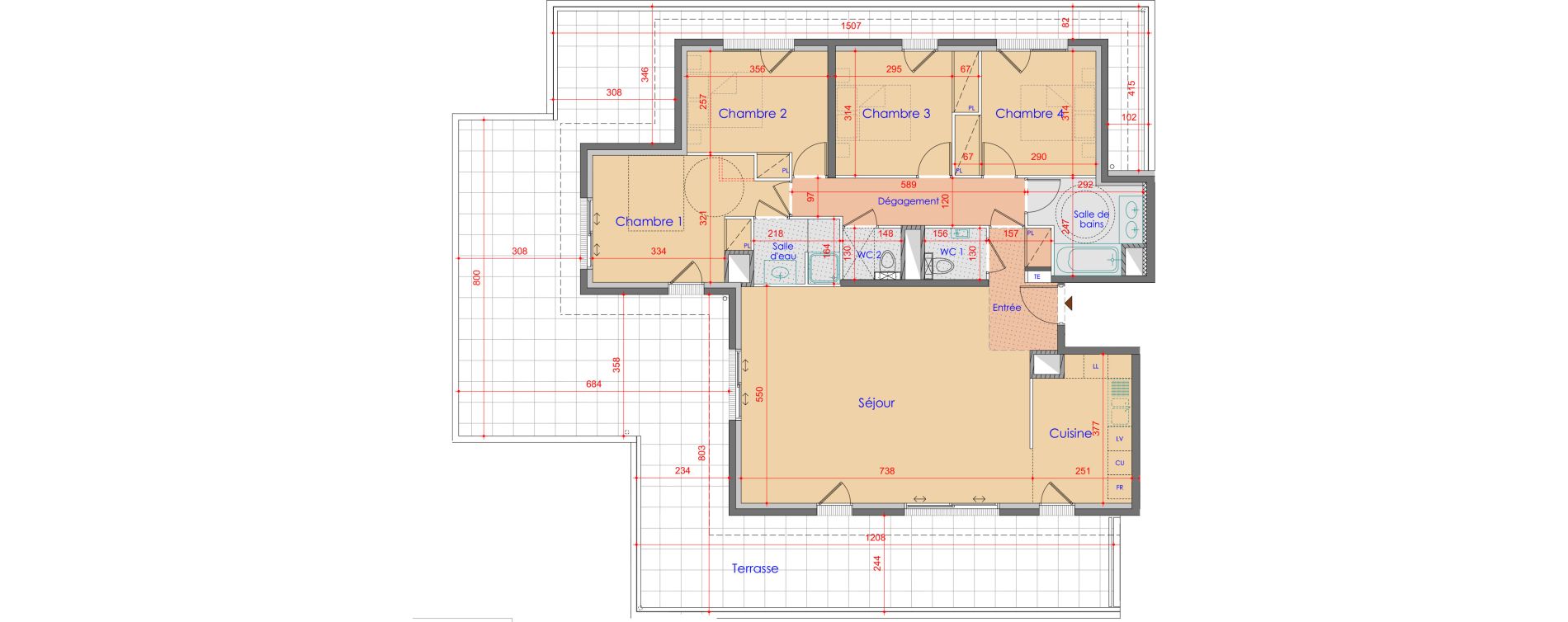 Appartement T5 de 115,84 m2 &agrave; V&eacute;traz-Monthoux Centre