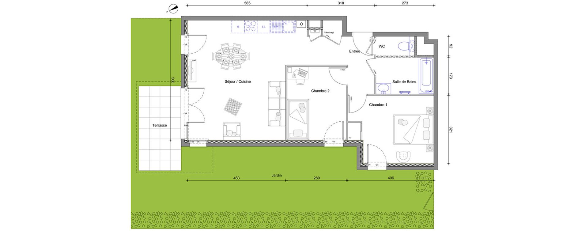 Appartement T3 de 63,05 m2 &agrave; V&eacute;traz-Monthoux Centre