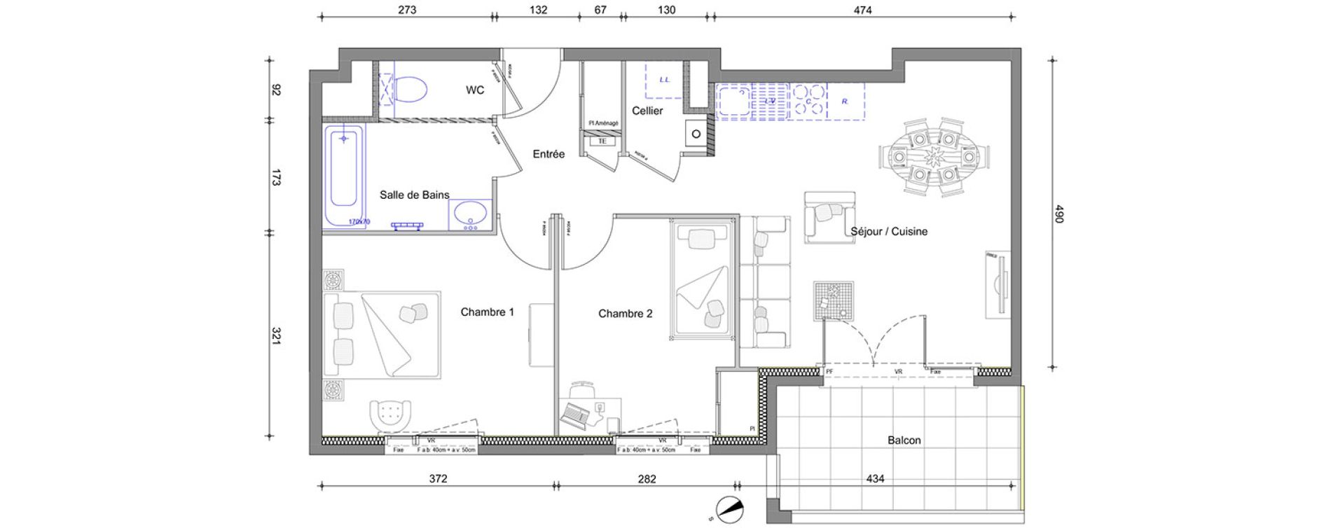 Appartement T3 de 57,11 m2 &agrave; V&eacute;traz-Monthoux Centre