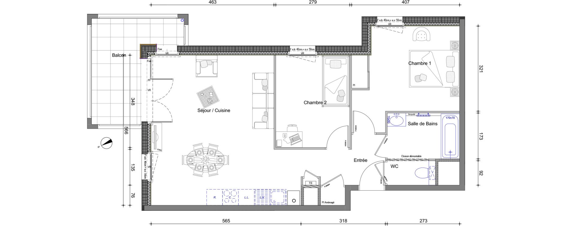 Appartement T3 de 62,79 m2 &agrave; V&eacute;traz-Monthoux Centre