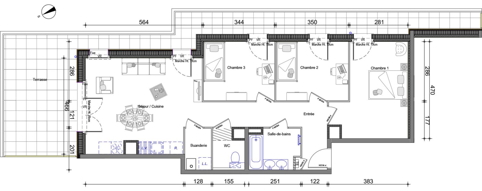 Appartement T4 de 78,61 m2 &agrave; V&eacute;traz-Monthoux Centre