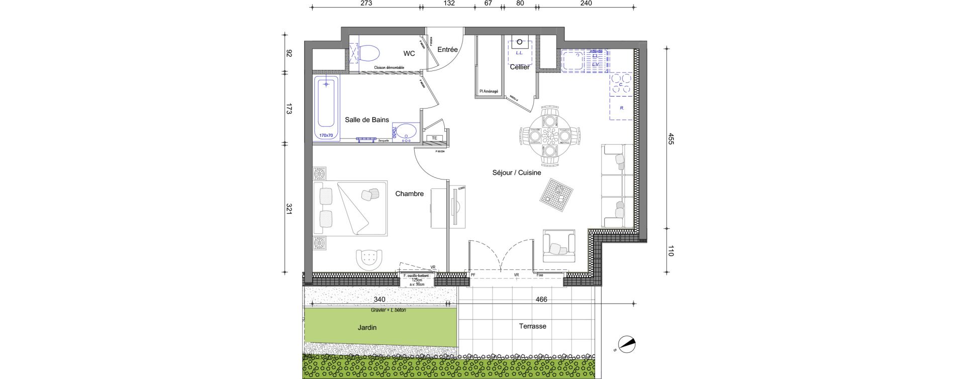 Appartement T2 de 43,73 m2 à Vétraz-Monthoux Centre