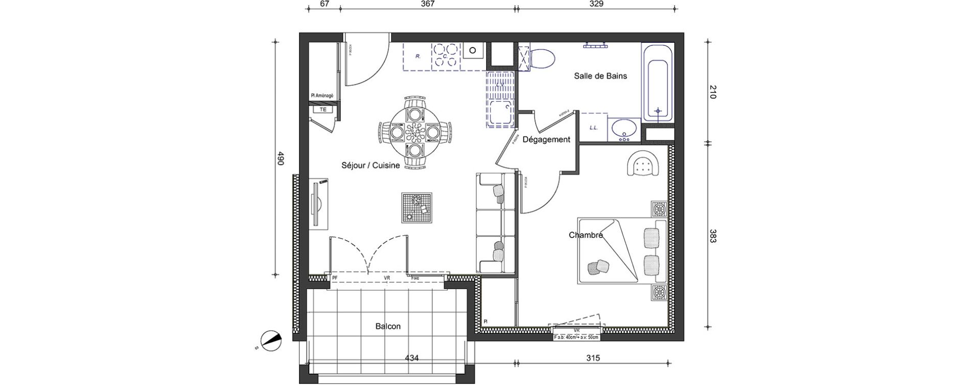 Appartement T2 de 39,64 m2 &agrave; V&eacute;traz-Monthoux Centre