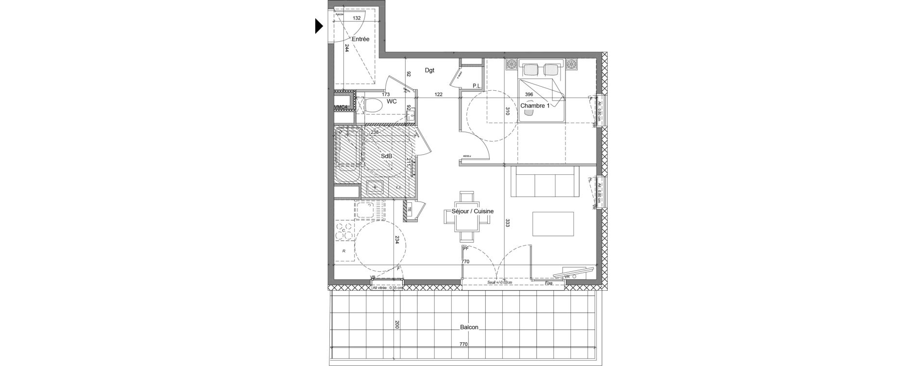 Appartement T2 de 49,24 m2 &agrave; V&eacute;traz-Monthoux Centre