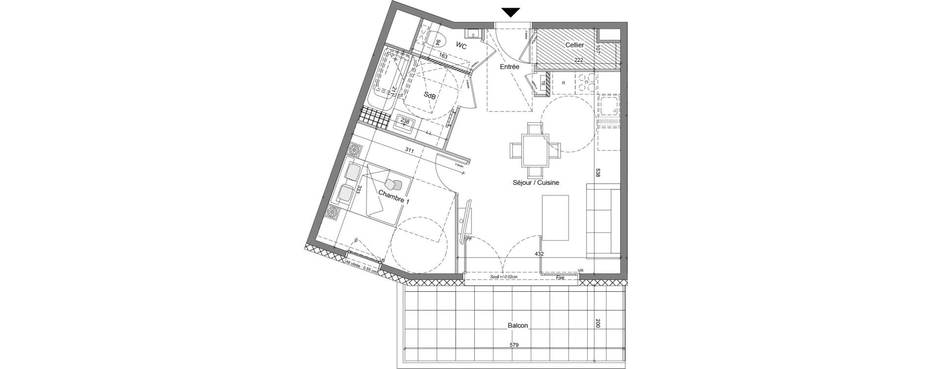 Appartement T2 de 44,02 m2 &agrave; V&eacute;traz-Monthoux Centre