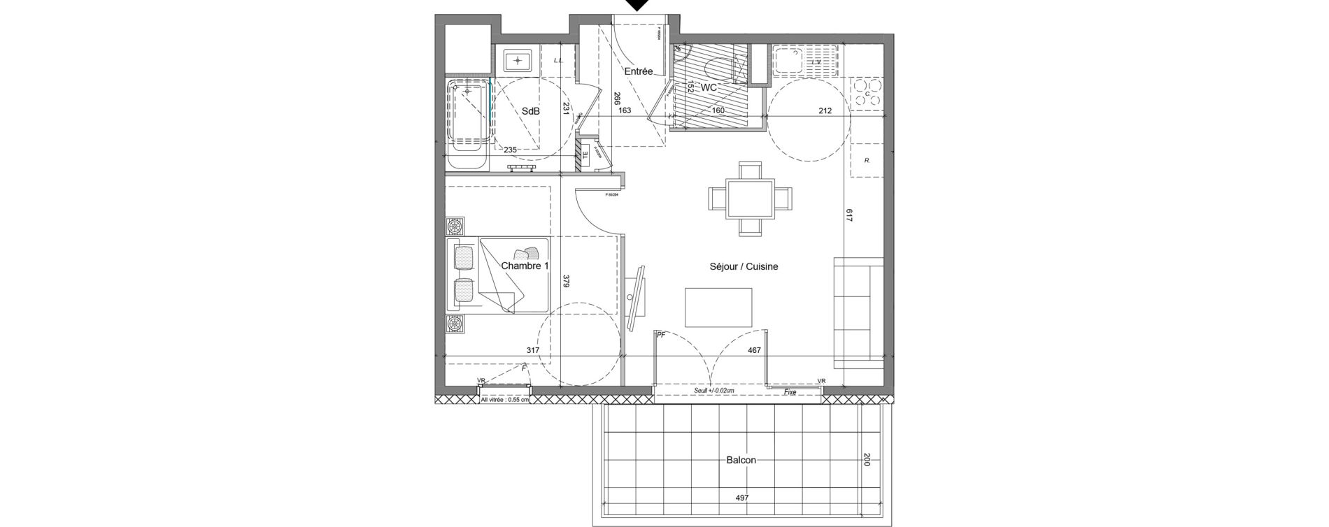 Appartement T2 de 46,94 m2 &agrave; V&eacute;traz-Monthoux Centre