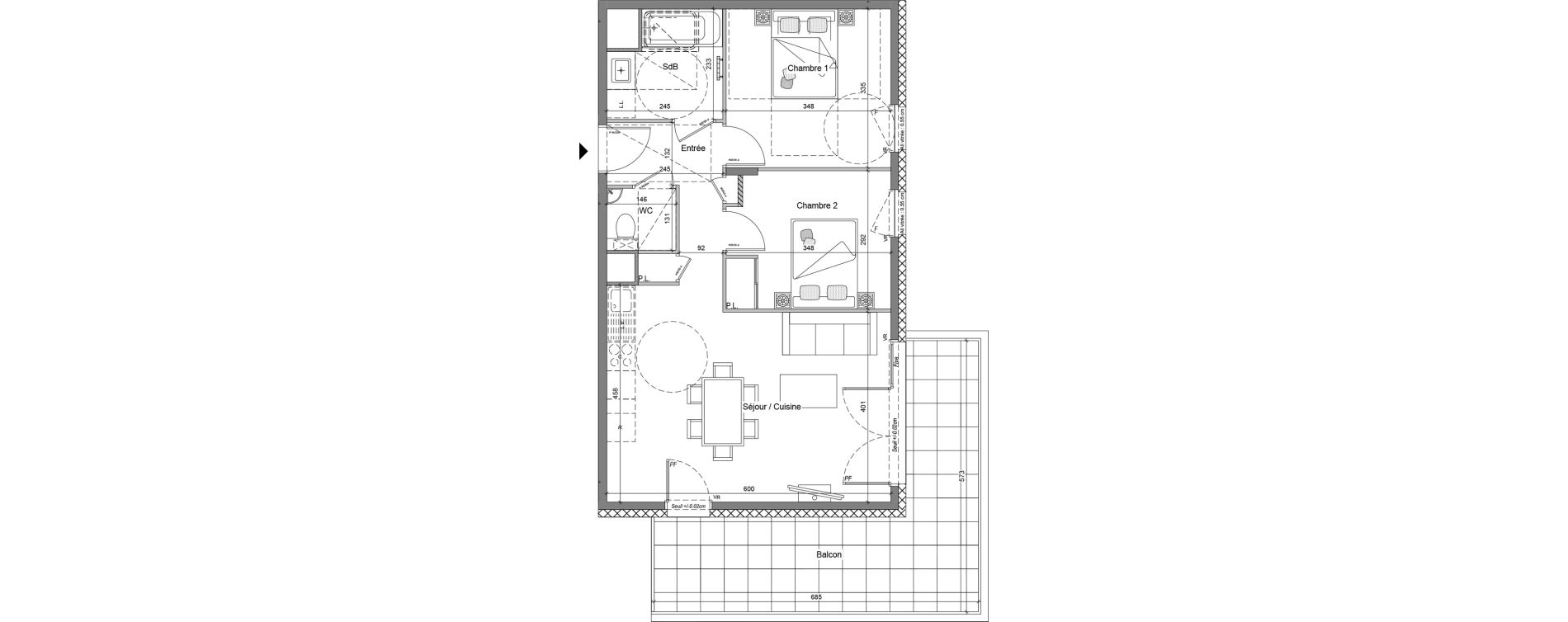 Appartement T3 de 59,31 m2 &agrave; V&eacute;traz-Monthoux Centre