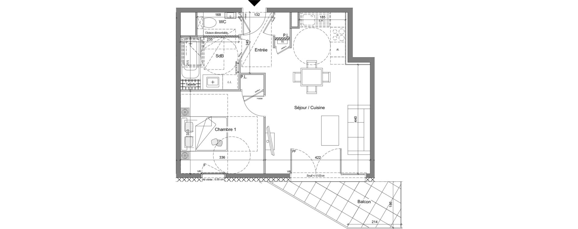 Appartement T2 de 45,24 m2 &agrave; V&eacute;traz-Monthoux Centre