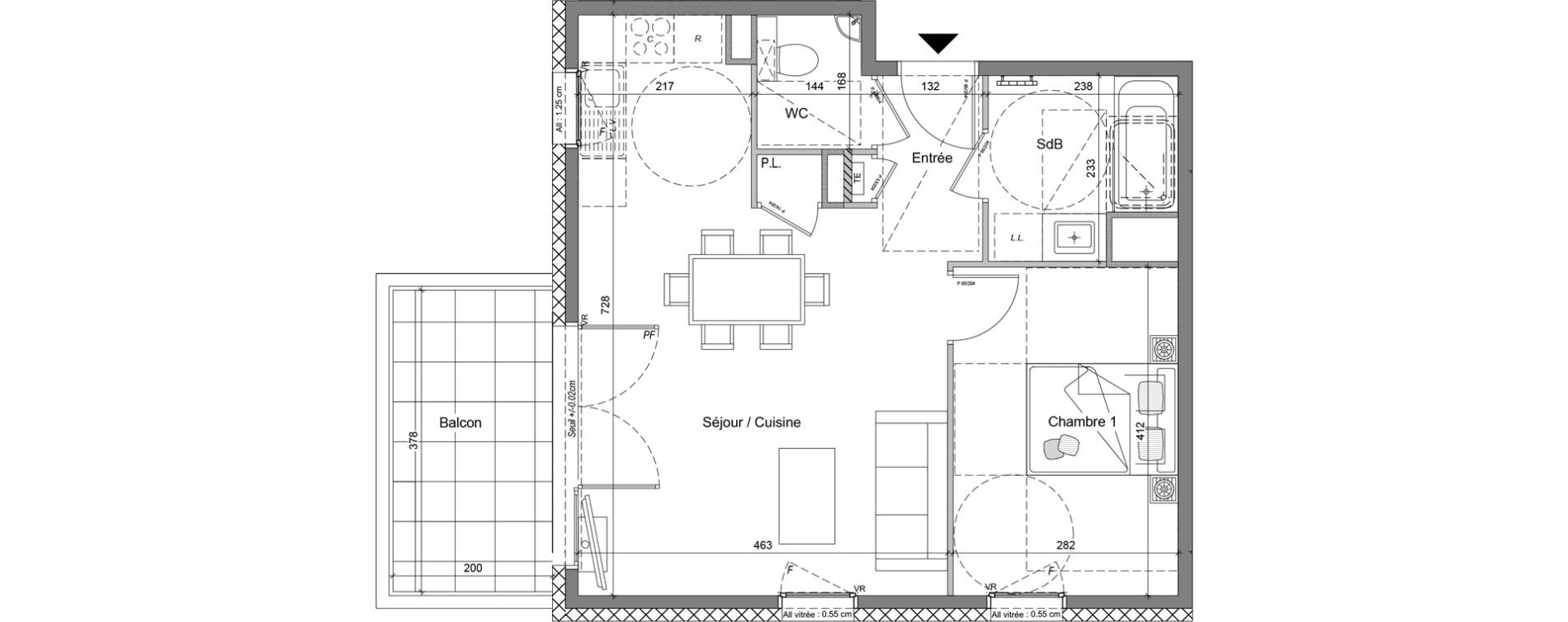 Appartement T2 de 49,23 m2 &agrave; V&eacute;traz-Monthoux Centre