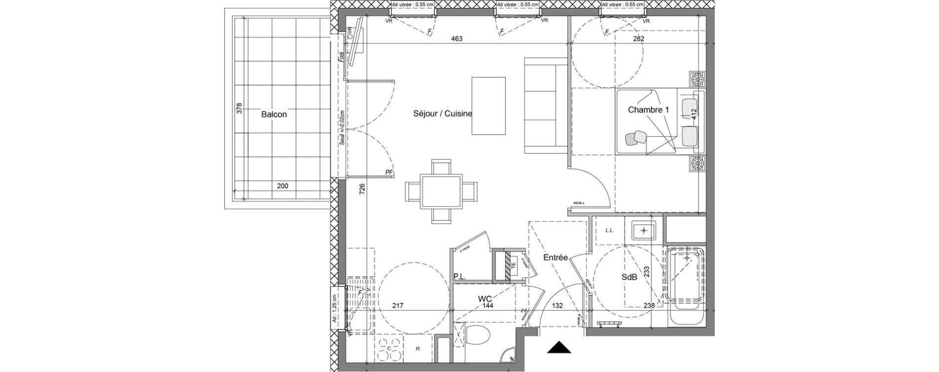 Appartement T2 de 49,16 m2 &agrave; V&eacute;traz-Monthoux Centre