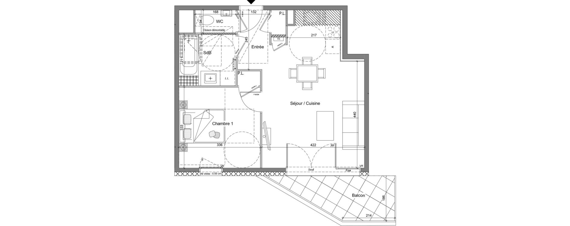 Appartement T2 de 45,24 m2 &agrave; V&eacute;traz-Monthoux Centre