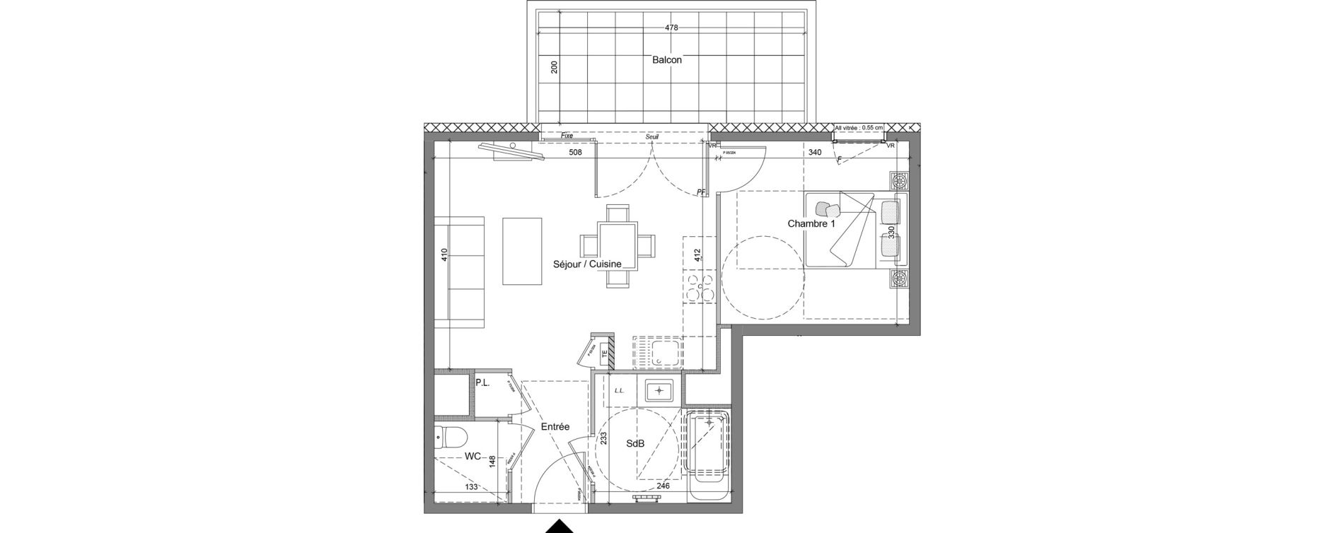 Appartement T2 de 42,87 m2 &agrave; V&eacute;traz-Monthoux Centre