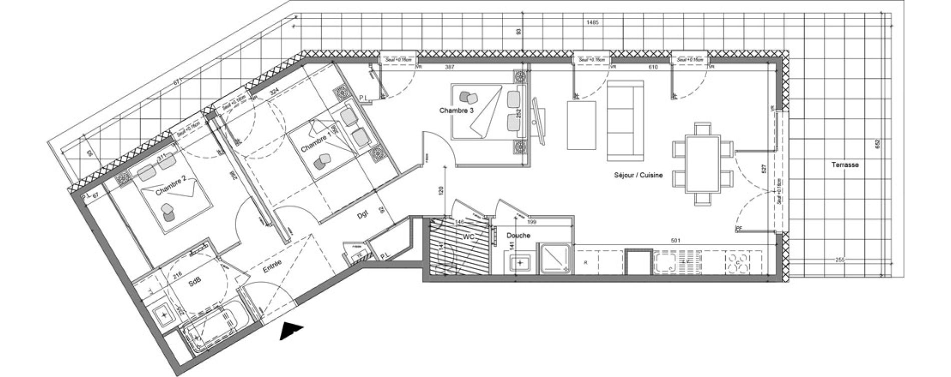 Appartement T4 de 81,42 m2 &agrave; V&eacute;traz-Monthoux Centre