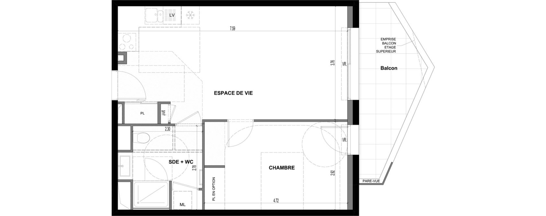 Appartement T2 de 48,80 m2 &agrave; Ville-La-Grand Centre