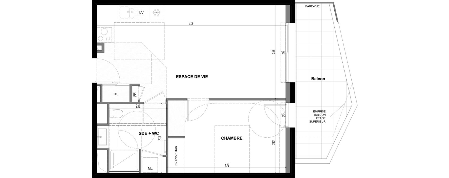 Appartement T2 de 48,80 m2 &agrave; Ville-La-Grand Centre