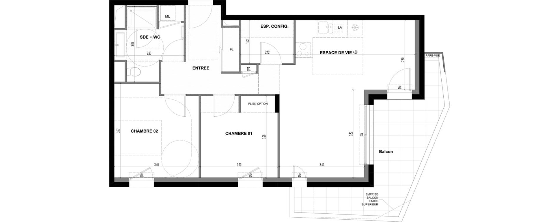 Appartement T3 de 68,35 m2 &agrave; Ville-La-Grand Centre