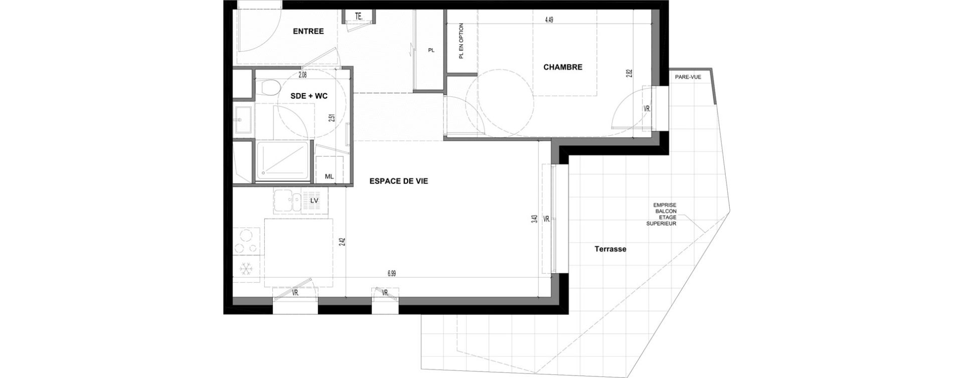 Appartement T2 de 48,15 m2 &agrave; Ville-La-Grand Centre