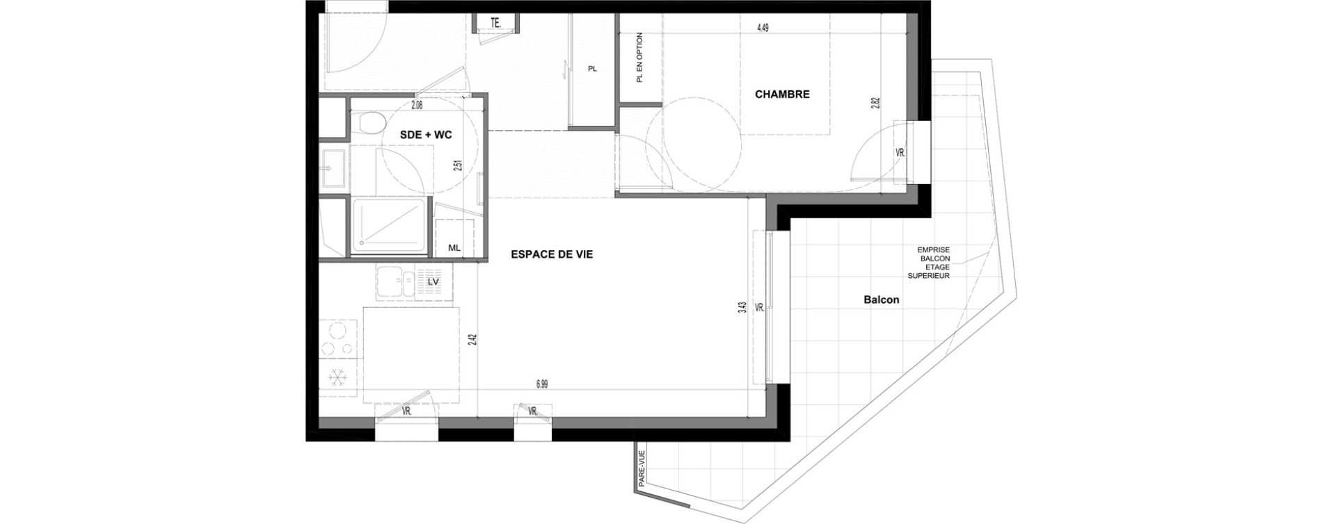 Appartement T2 de 48,15 m2 &agrave; Ville-La-Grand Centre