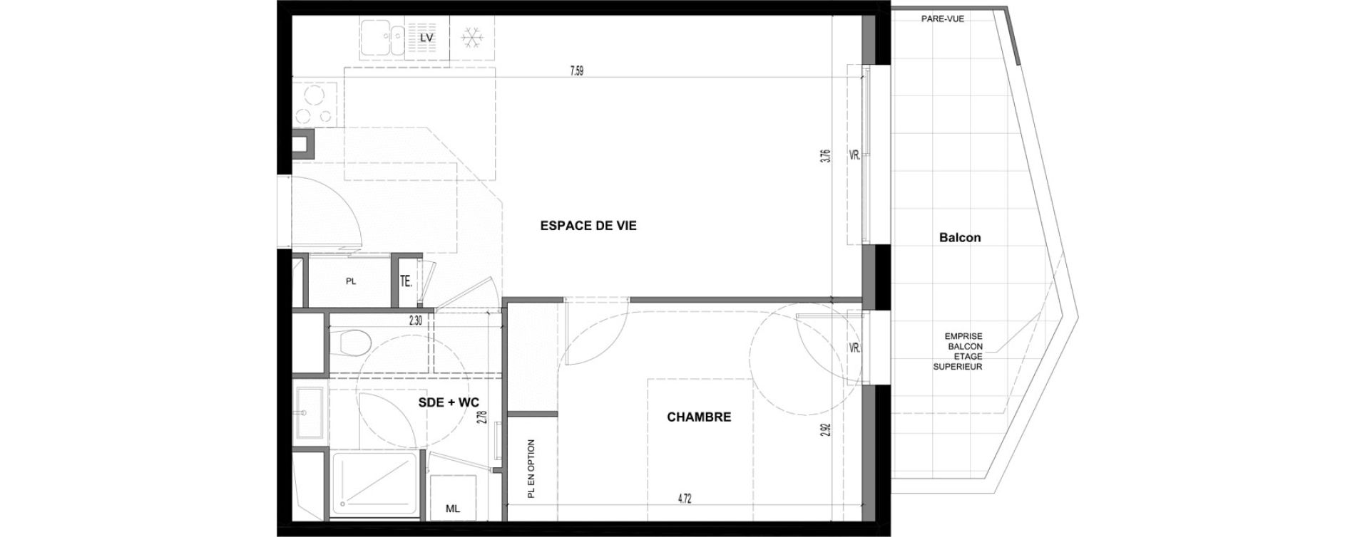 Appartement T2 de 48,80 m2 &agrave; Ville-La-Grand Centre