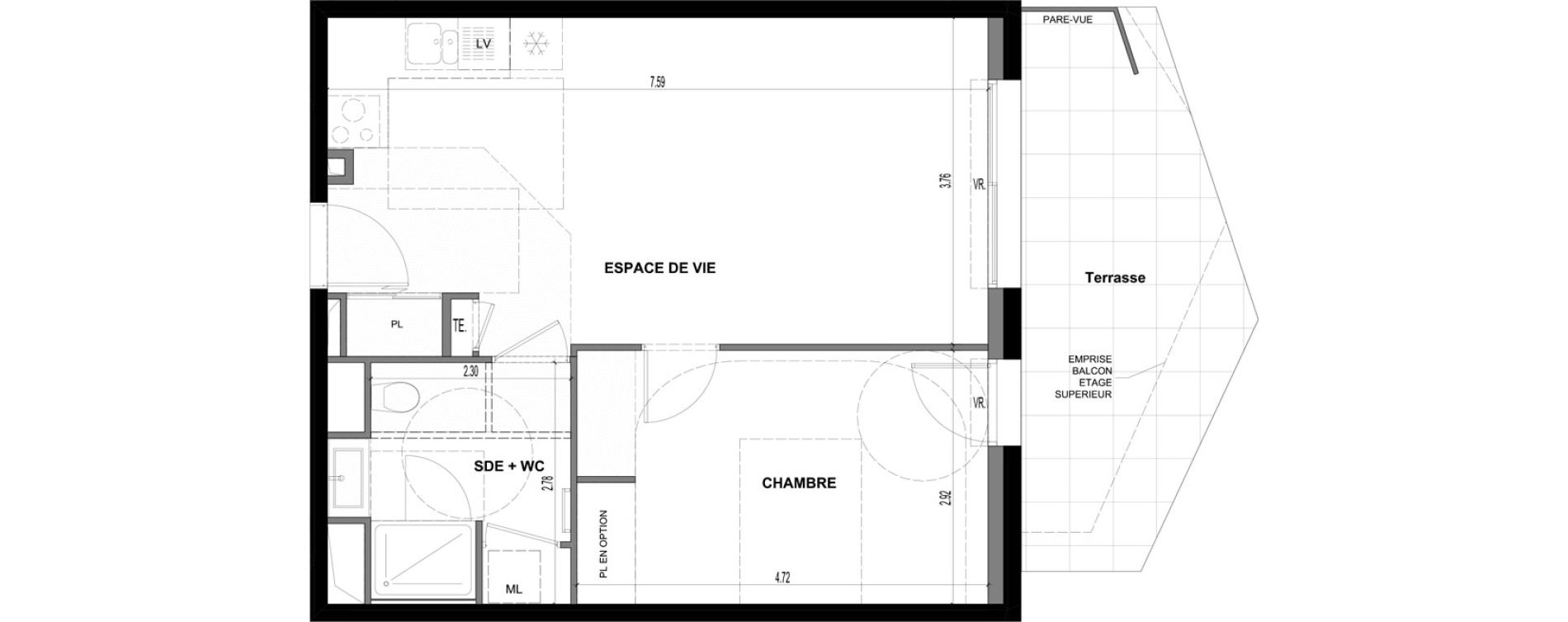 Appartement T2 de 48,80 m2 &agrave; Ville-La-Grand Centre