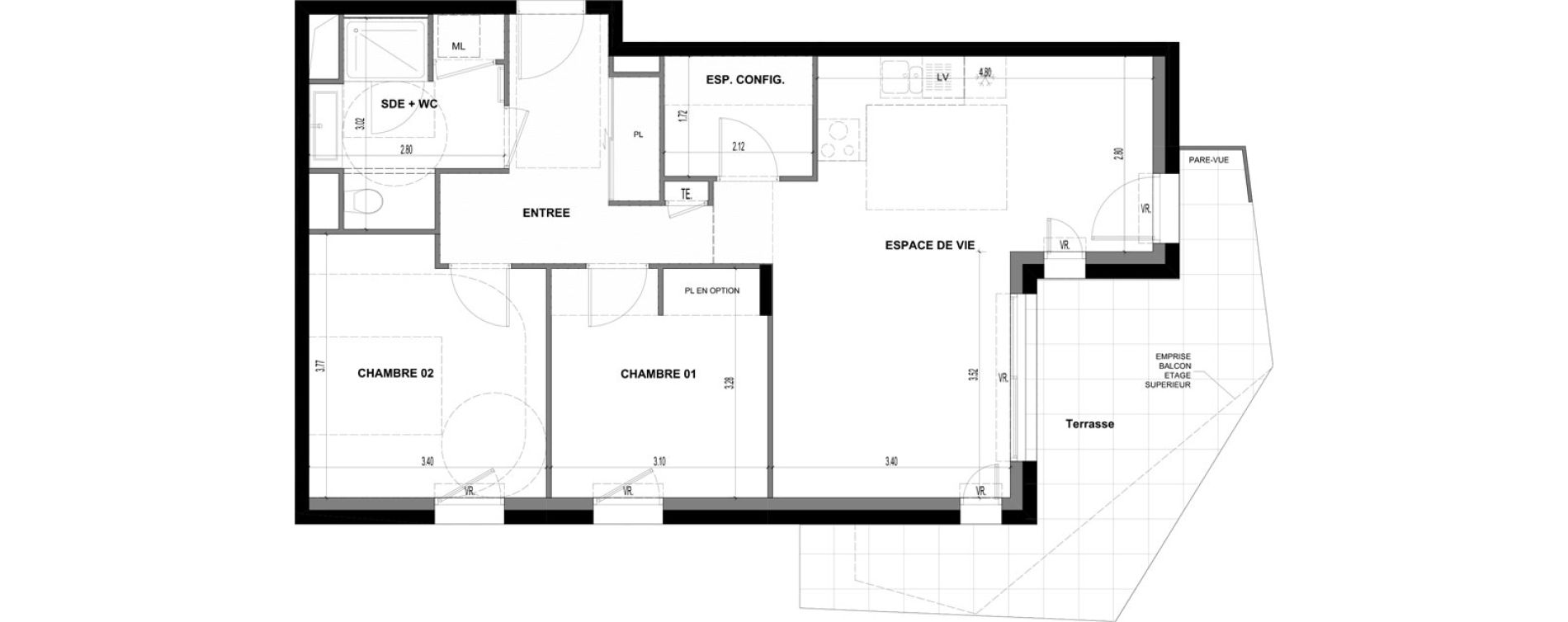 Appartement T3 de 68,35 m2 &agrave; Ville-La-Grand Centre