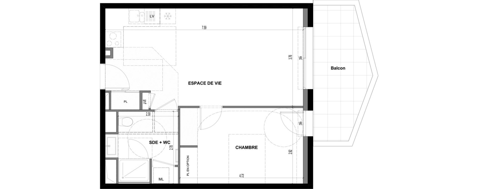 Appartement T2 de 48,80 m2 &agrave; Ville-La-Grand Centre