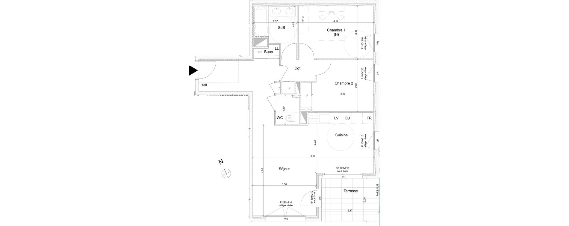 Appartement T3 de 71,13 m2 &agrave; Ville-La-Grand Centre