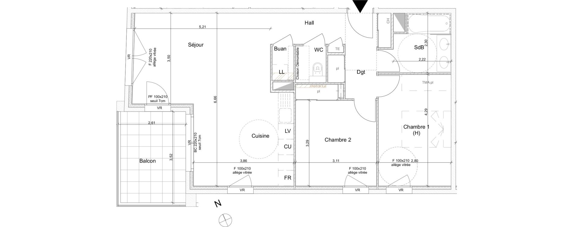Appartement T3 de 71,28 m2 &agrave; Ville-La-Grand Centre