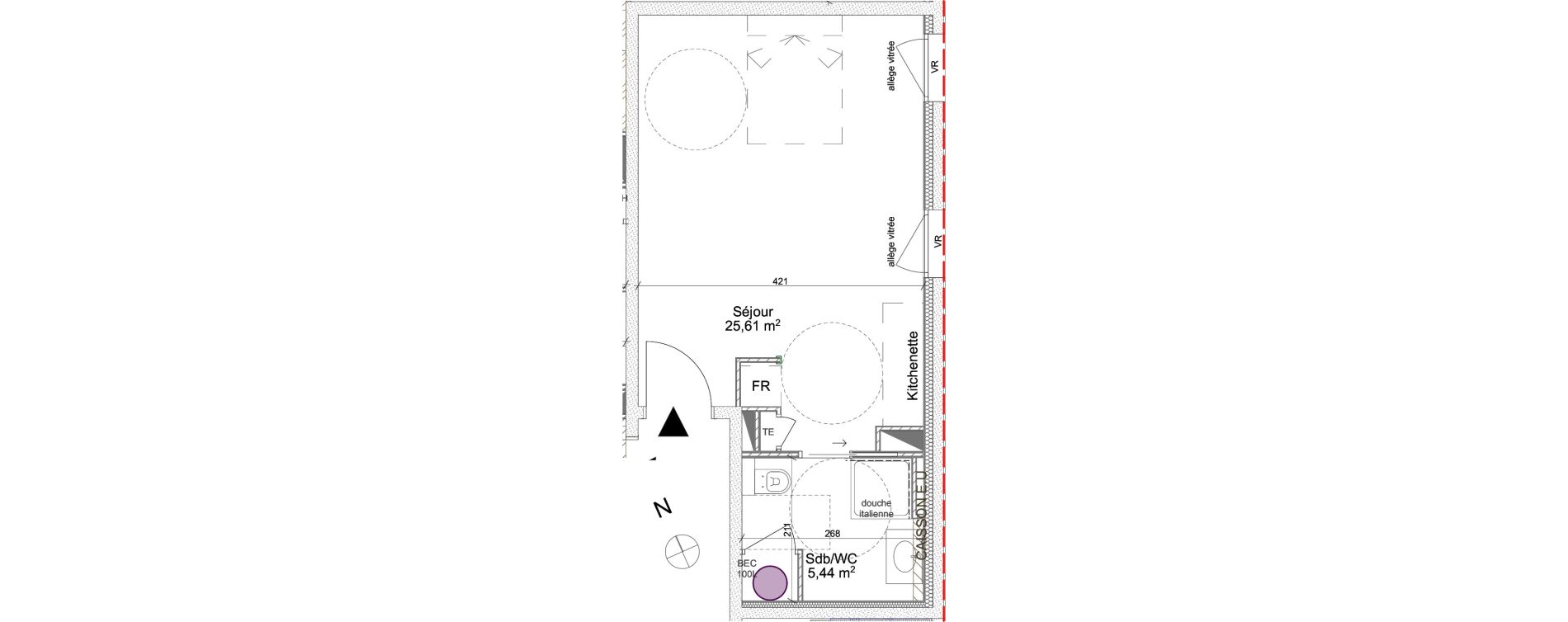 Appartement T1 de 31,05 m2 &agrave; Ville-La-Grand Centre