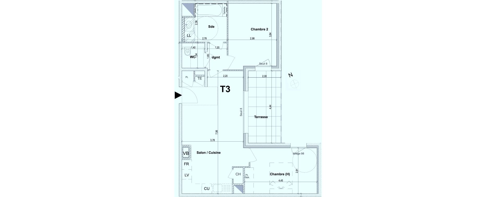 Appartement T3 de 61,65 m2 &agrave; Ville-La-Grand Centre