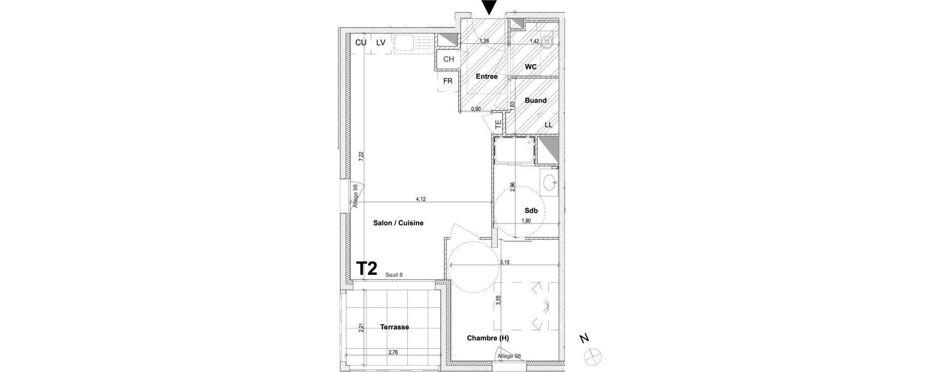 Appartement T2 de 50,26 m2 &agrave; Ville-La-Grand Centre