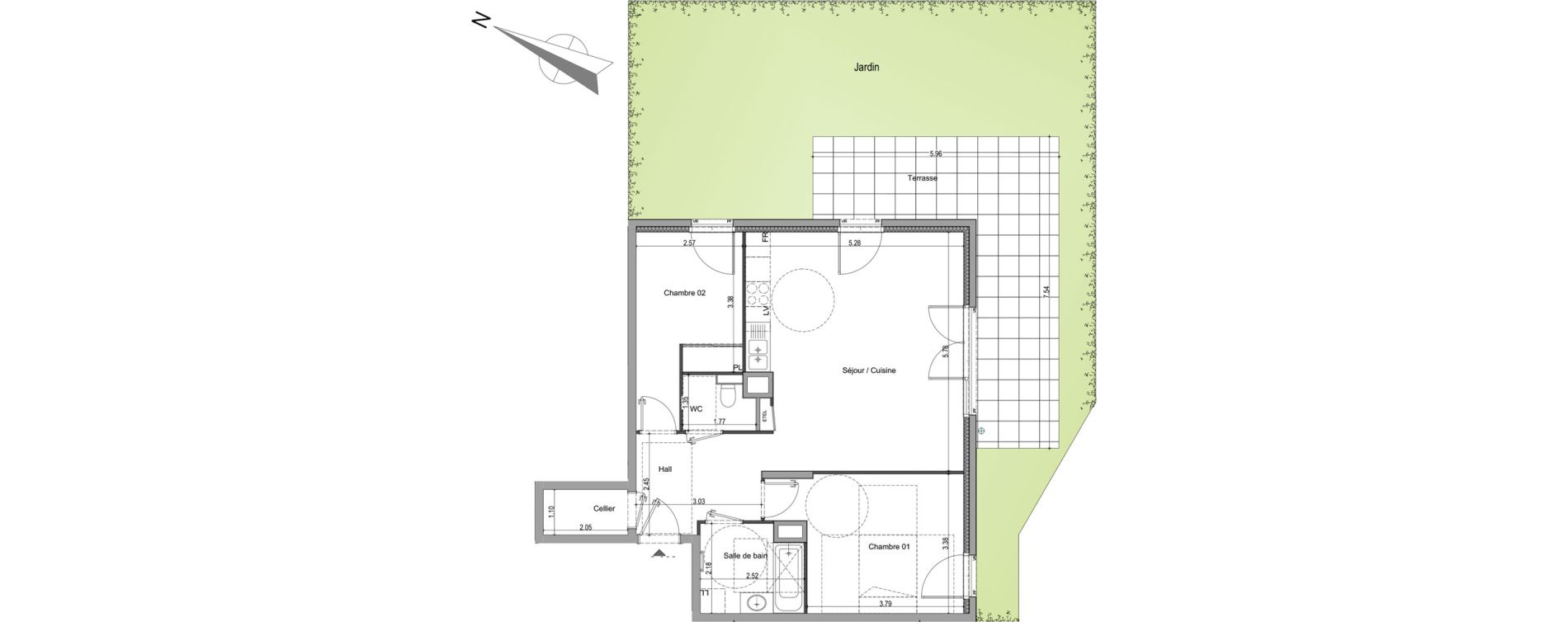 Appartement T3 de 69,45 m2 &agrave; Viry Centre