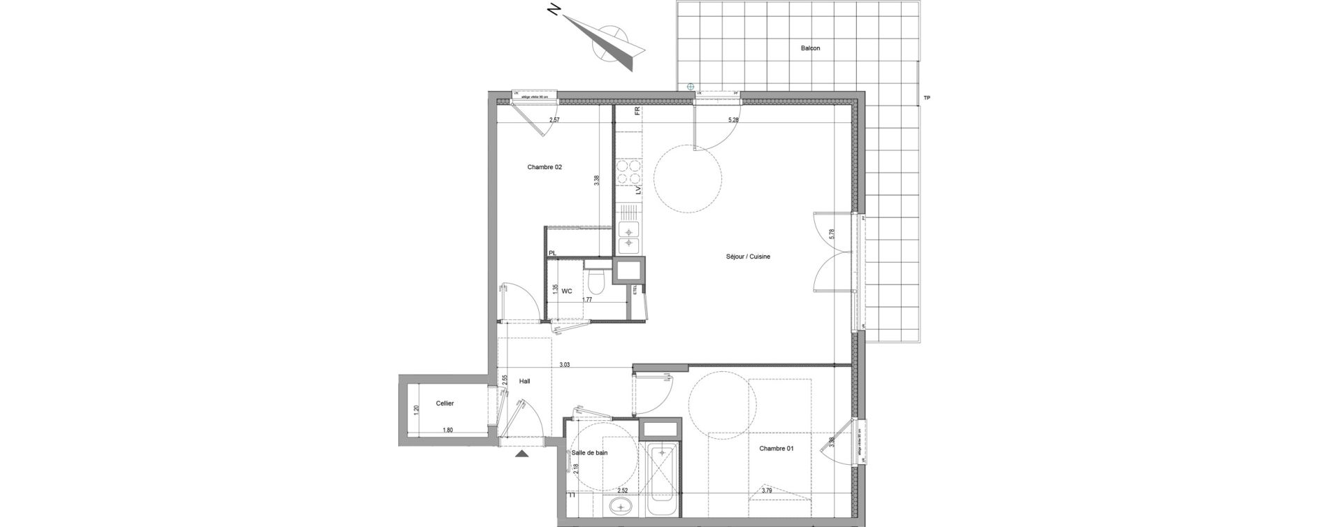 Appartement T3 de 69,44 m2 &agrave; Viry Centre