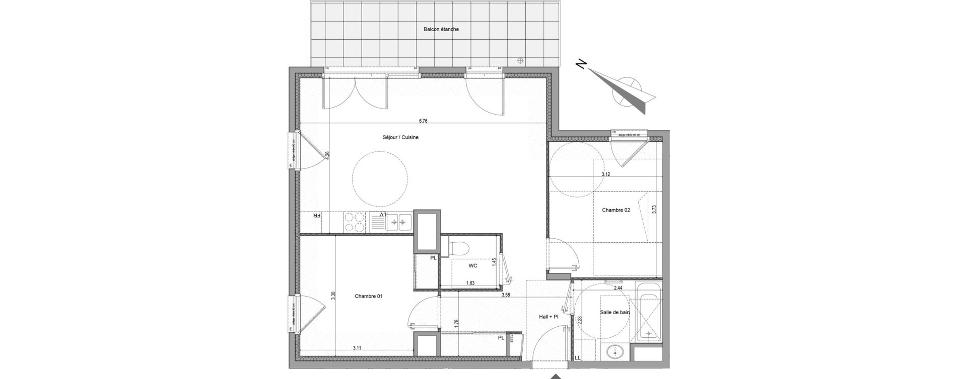 Appartement T3 de 67,11 m2 &agrave; Viry Centre