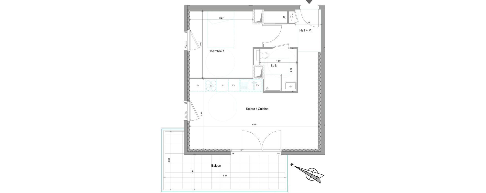 Appartement T2 de 46,13 m2 &agrave; Viry Centre