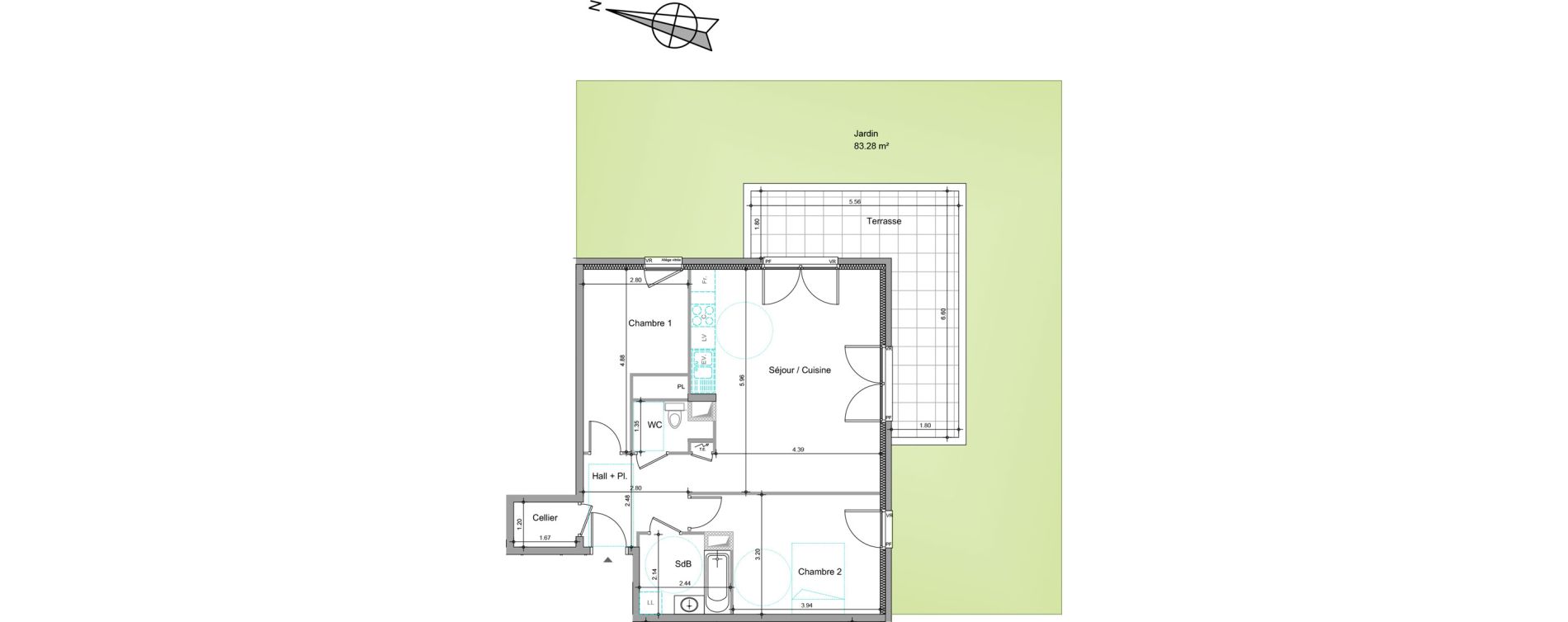 Appartement T3 de 69,76 m2 &agrave; Viry Centre