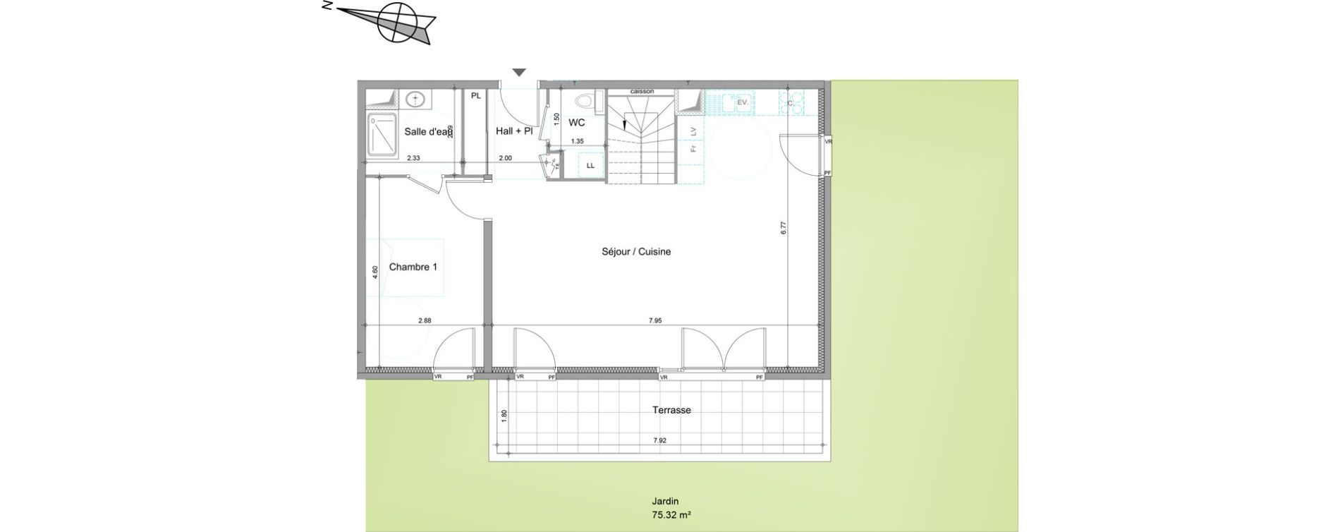 Appartement T5 de 115,54 m2 &agrave; Viry Centre