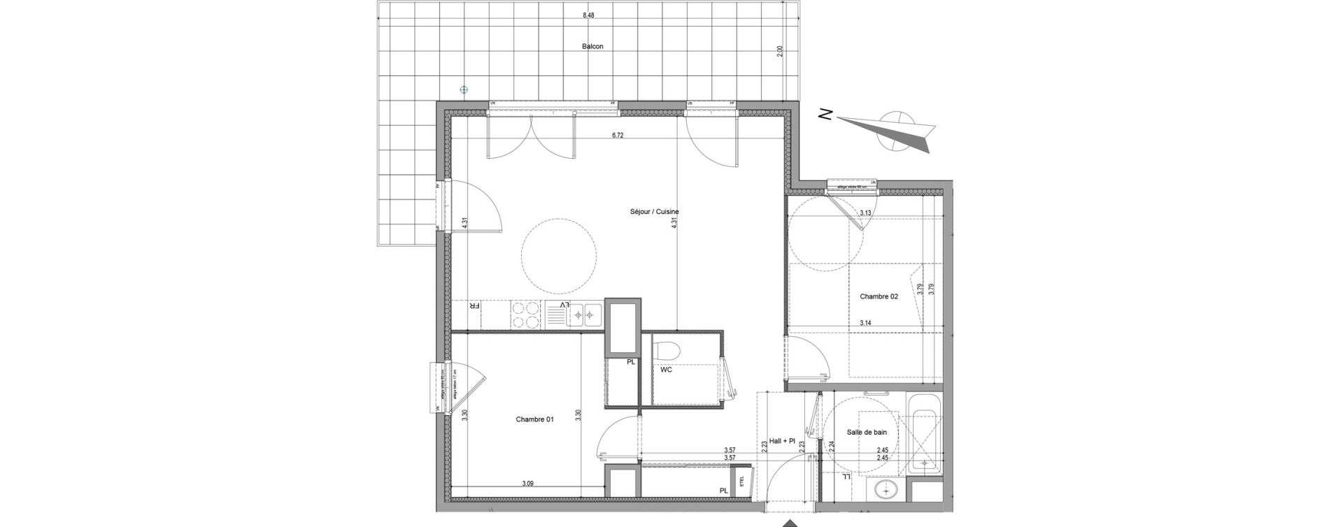 Appartement T3 de 67,40 m2 &agrave; Viry Centre