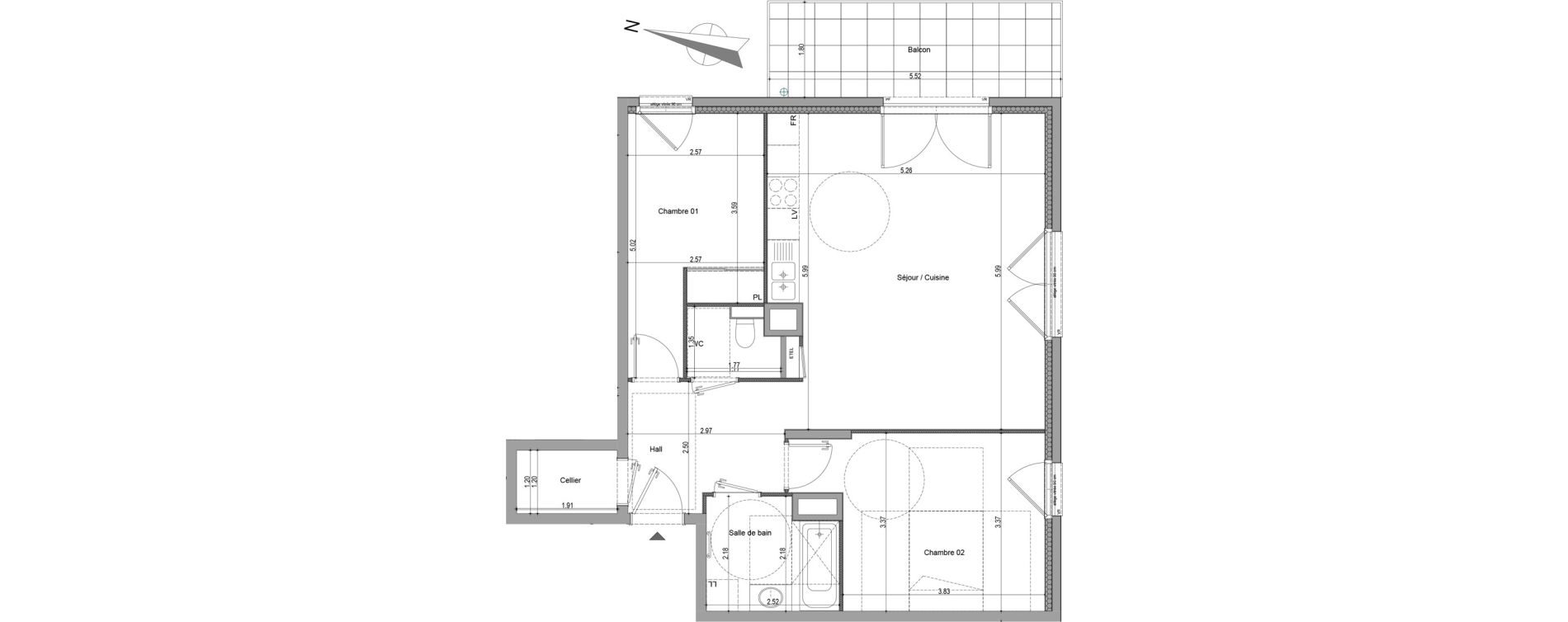 Appartement T3 de 71,06 m2 &agrave; Viry Centre